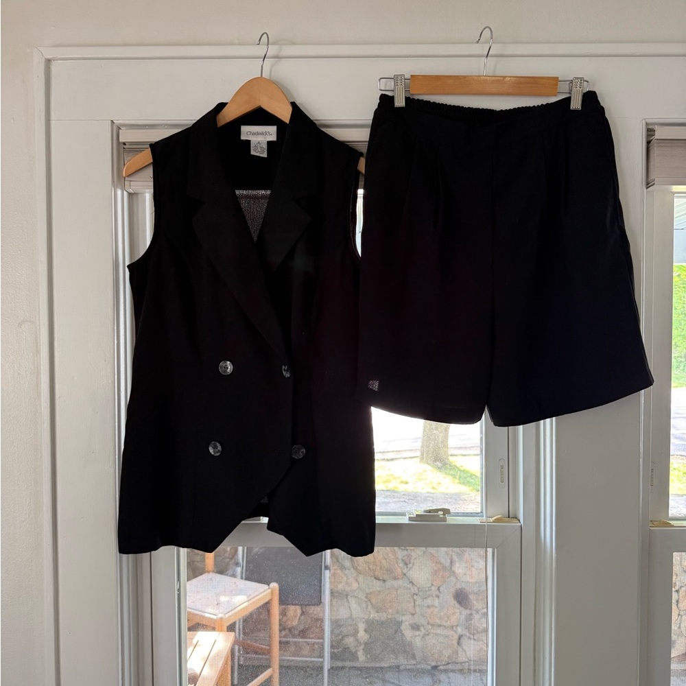 Chanel Style Black Sleeveless vest Top & Shorts Set